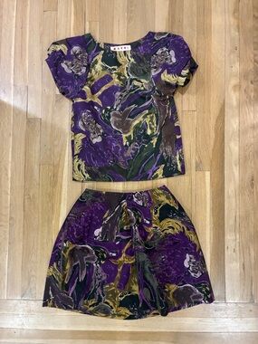 Marni Purple, Gold & Green Abstract Two-Piece Set
